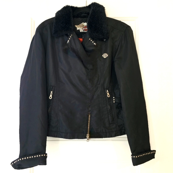 Harley-Davidson Women's Black Jacket with Studded Details Sz Medium - Picture 3 of 6